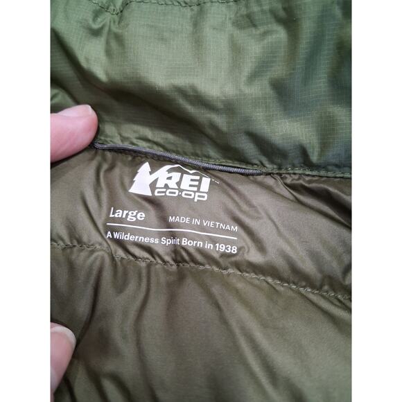 REI Co Op Vest Mens Large Army Green 650 Down Puffer Lightweight Outdoor Hiking - Picture 6 of 12